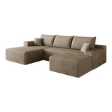 107" Camel Corduroy Modular Chaise Style Sofa With Ottoman - HomeRoots - Flyclothing LLC