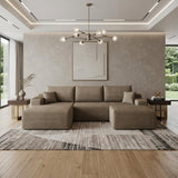 107" Camel Corduroy Modular Chaise Style Sofa With Ottoman - HomeRoots - Flyclothing LLC