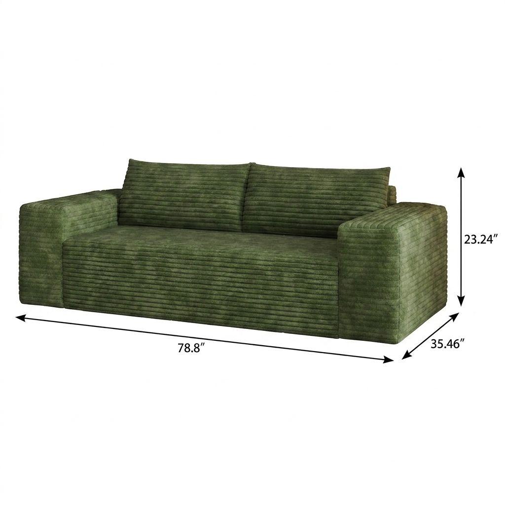 79" Green Corduroy Modular Sofa - HomeRoots - Flyclothing LLC