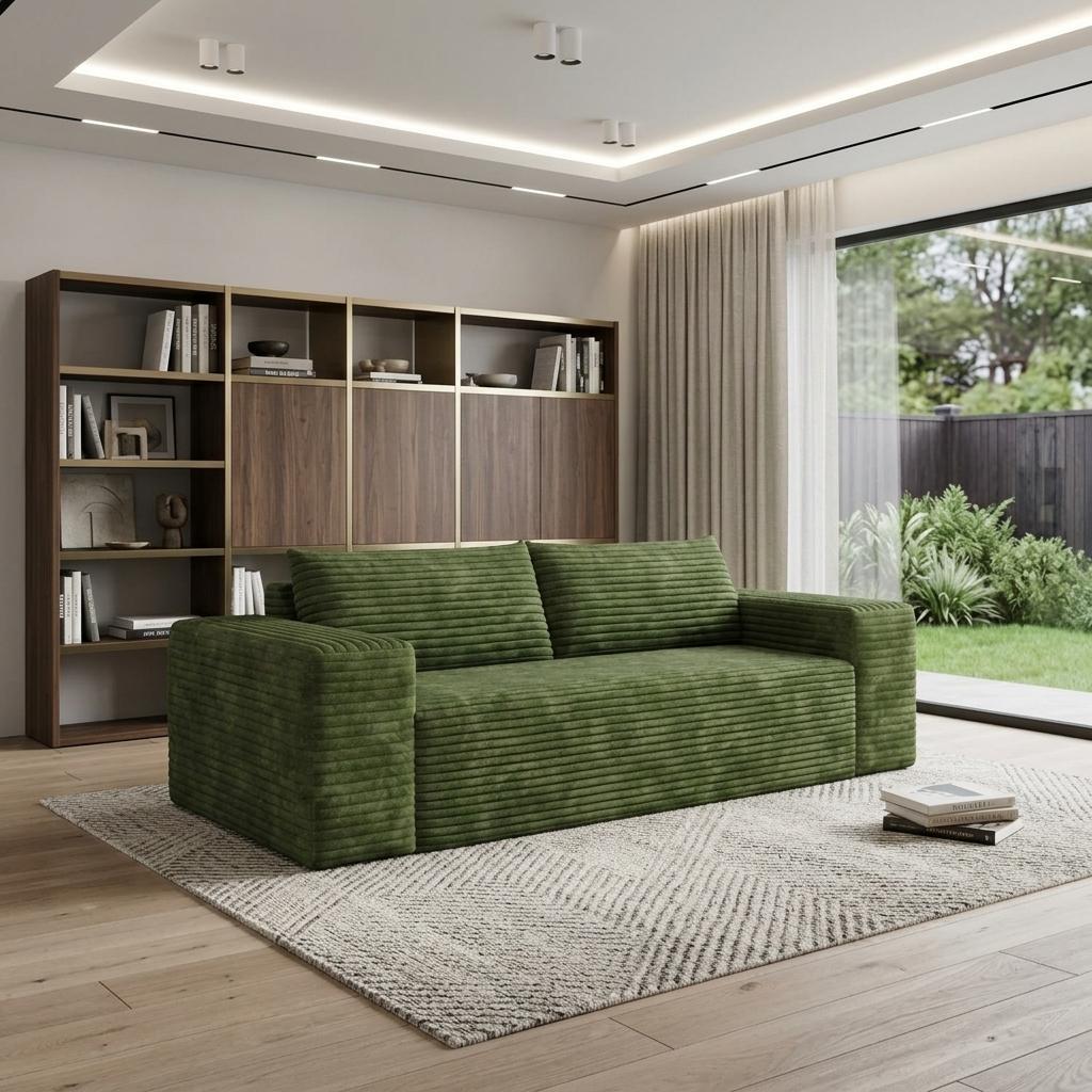 79" Green Corduroy Modular Sofa - HomeRoots - Flyclothing LLC