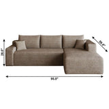 Camel Corduroy Modular L Shaped Sofa and Chaise Sectional - HomeRoots - Flyclothing LLC