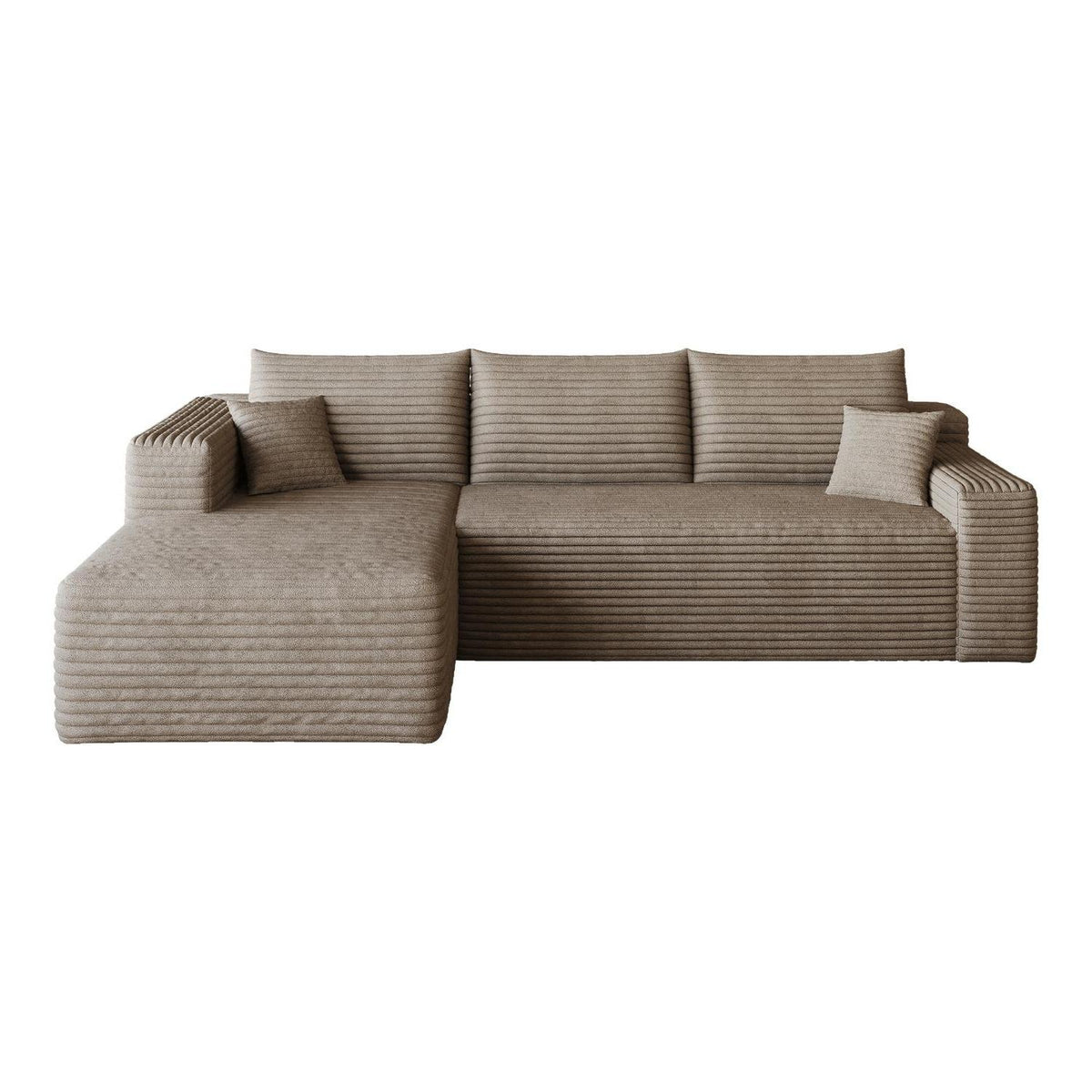 Camel Corduroy Modular L Shaped Sofa and Chaise Sectional - HomeRoots - Flyclothing LLC