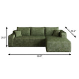Green Corduroy Modular L Shaped Sofa and Chaise Sectional - HomeRoots - Flyclothing LLC