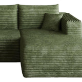 Green Corduroy Modular L Shaped Sofa and Chaise Sectional - HomeRoots - Flyclothing LLC