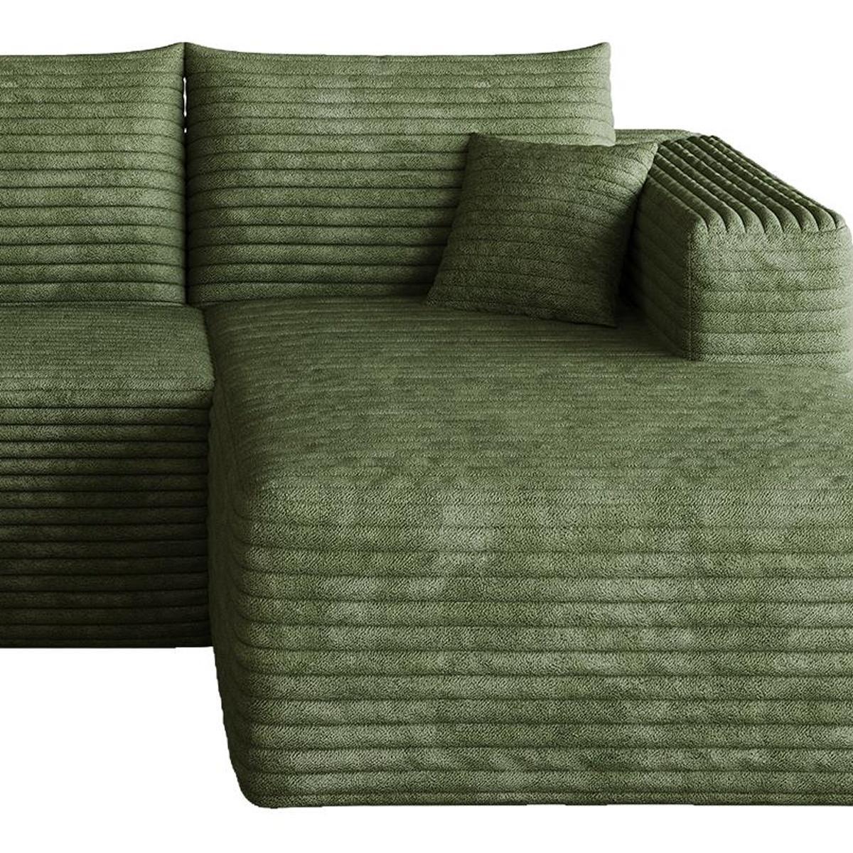 Green Corduroy Modular L Shaped Sofa and Chaise Sectional - HomeRoots - Flyclothing LLC
