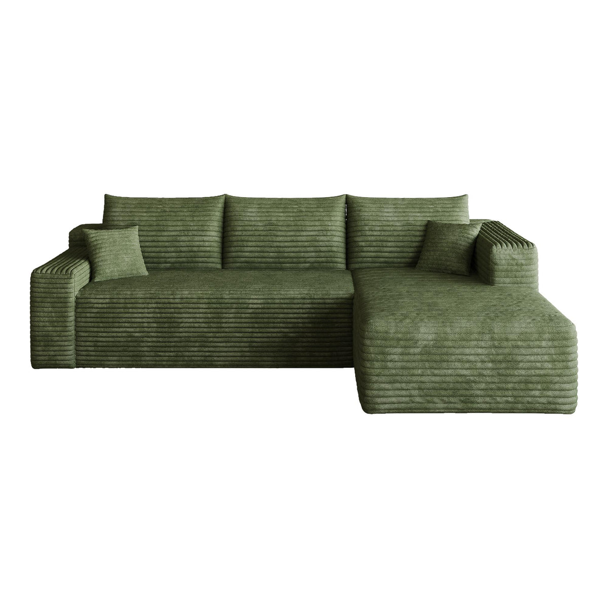 Green Corduroy Modular L Shaped Sofa and Chaise Sectional - HomeRoots - Flyclothing LLC