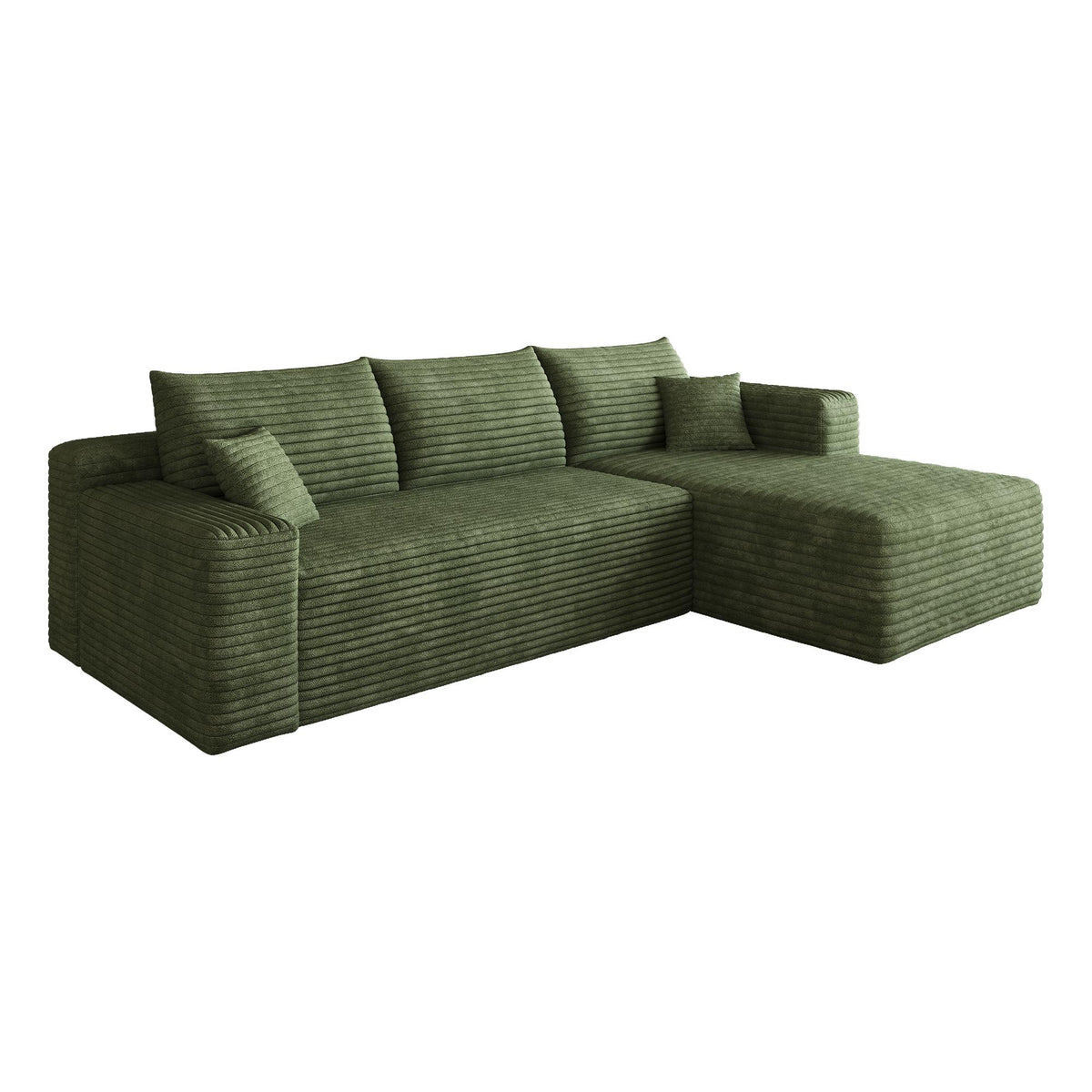 Green Corduroy Modular L Shaped Sofa and Chaise Sectional - HomeRoots - Flyclothing LLC