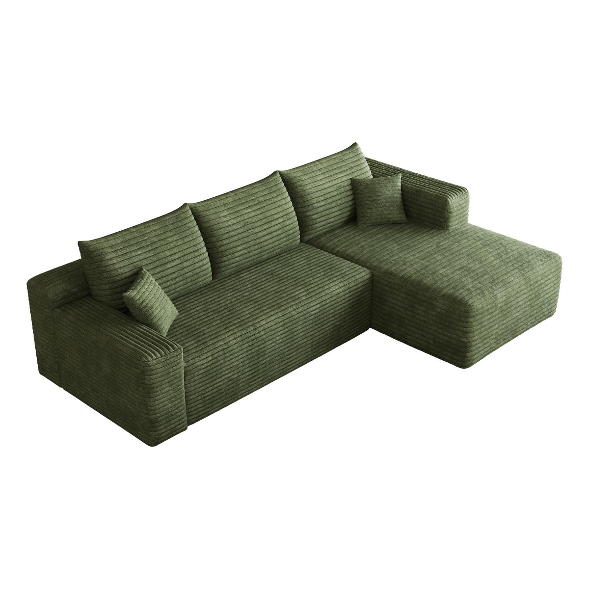 Green Corduroy Modular L Shaped Sofa and Chaise Sectional - HomeRoots - Flyclothing LLC