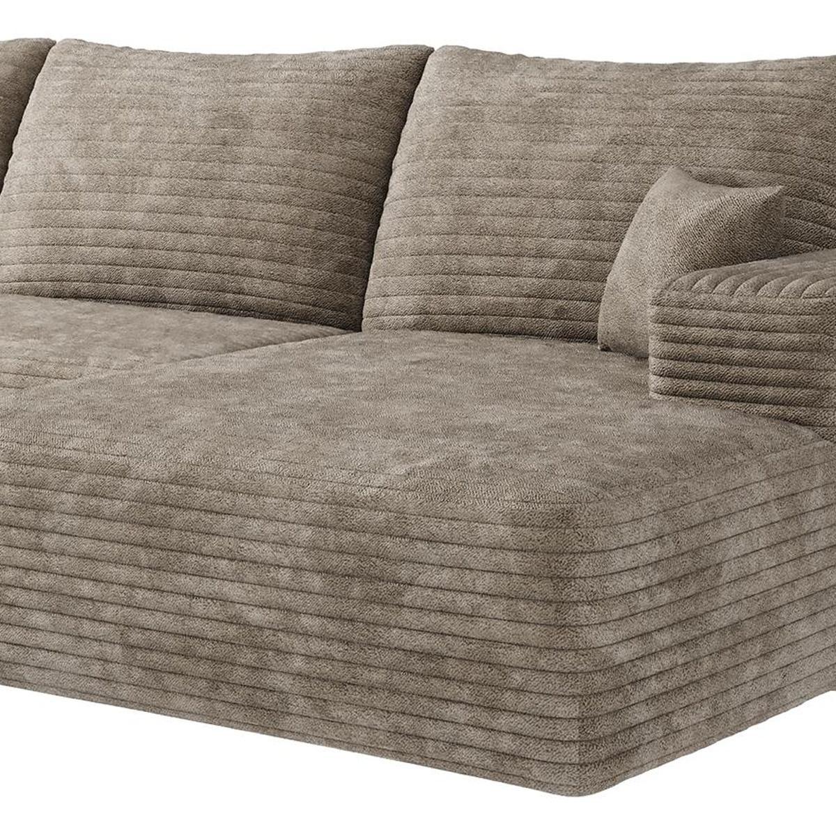 Camel Corduroy Modular L Shaped Sofa and Chaise Sectional - HomeRoots - Flyclothing LLC