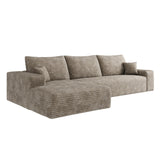 Camel Corduroy Modular L Shaped Sofa and Chaise Sectional - HomeRoots - Flyclothing LLC