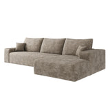 Camel Corduroy Modular L Shaped Sofa and Chaise Sectional - HomeRoots - Flyclothing LLC