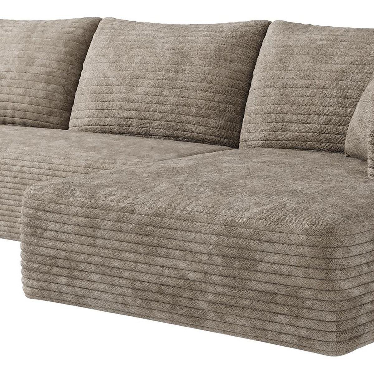 Camel Corduroy Modular L Shaped Sofa and Chaise Sectional - HomeRoots - Flyclothing LLC