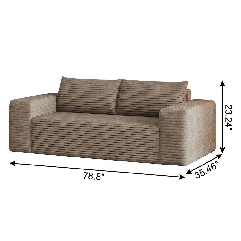 79" Camel Corduroy Modular Sofa - HomeRoots - Flyclothing LLC