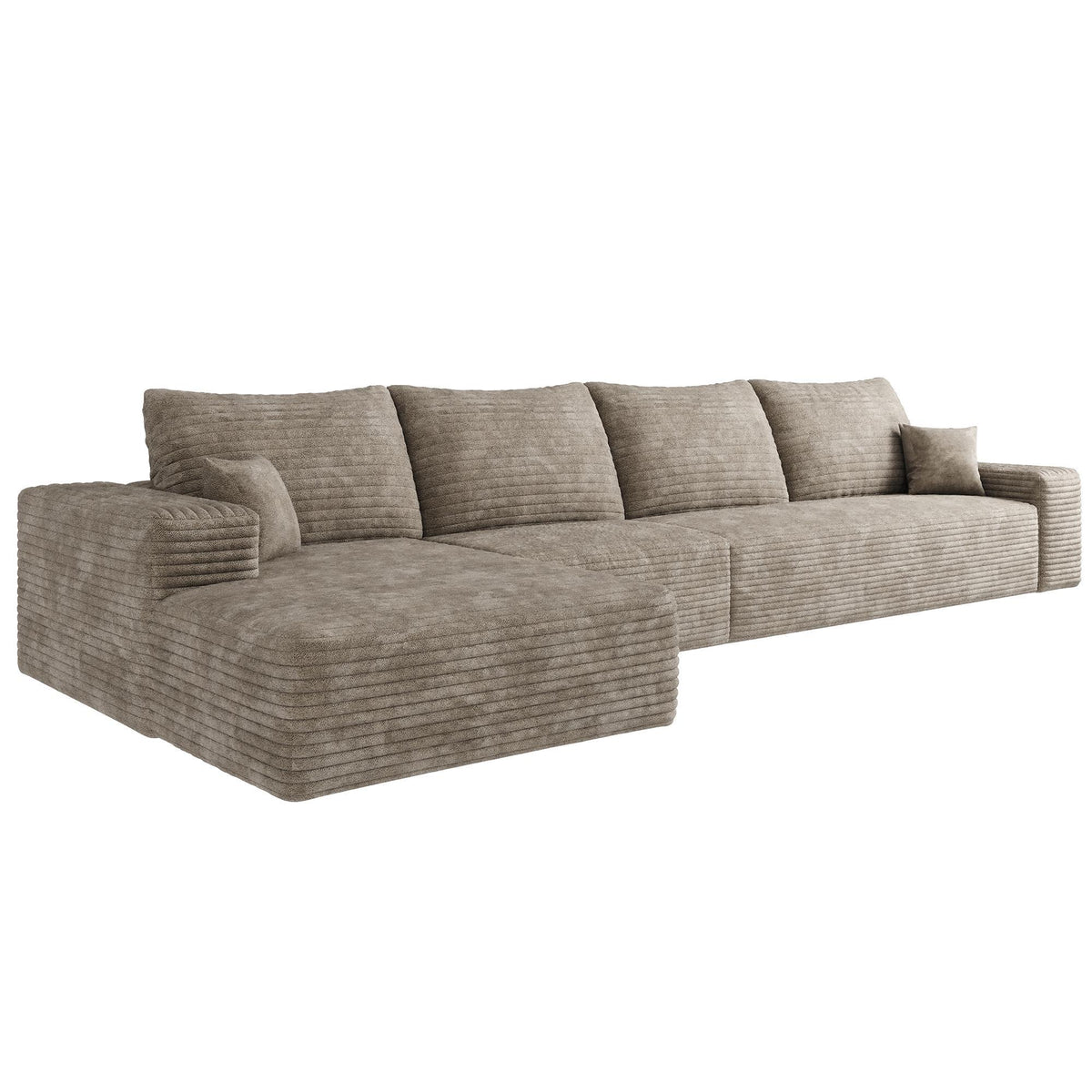 Camel Corduroy Modular L Shaped Sofa and Chaise Sectional - HomeRoots - Flyclothing LLC
