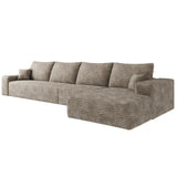 Camel Corduroy Modular L Shaped Sofa and Chaise Sectional - HomeRoots - Flyclothing LLC