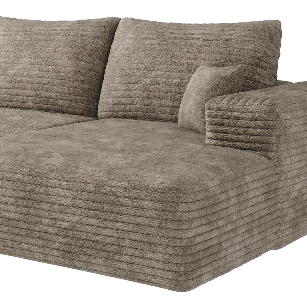 Camel Corduroy Modular L Shaped Sofa and Chaise Sectional - HomeRoots - Flyclothing LLC