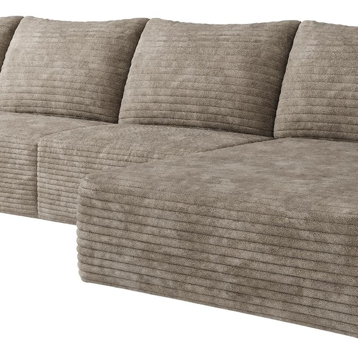 Camel Corduroy Modular L Shaped Sofa and Chaise Sectional - HomeRoots - Flyclothing LLC