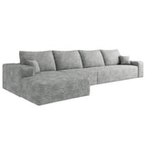 Gray Corduroy Modular L Shaped Sofa and Chaise Sectional - HomeRoots - Flyclothing LLC