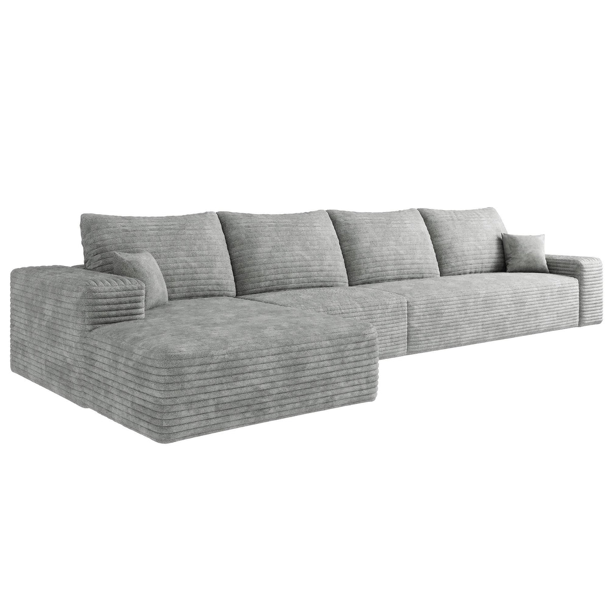 Gray Corduroy Modular L Shaped Sofa and Chaise Sectional - HomeRoots - Flyclothing LLC