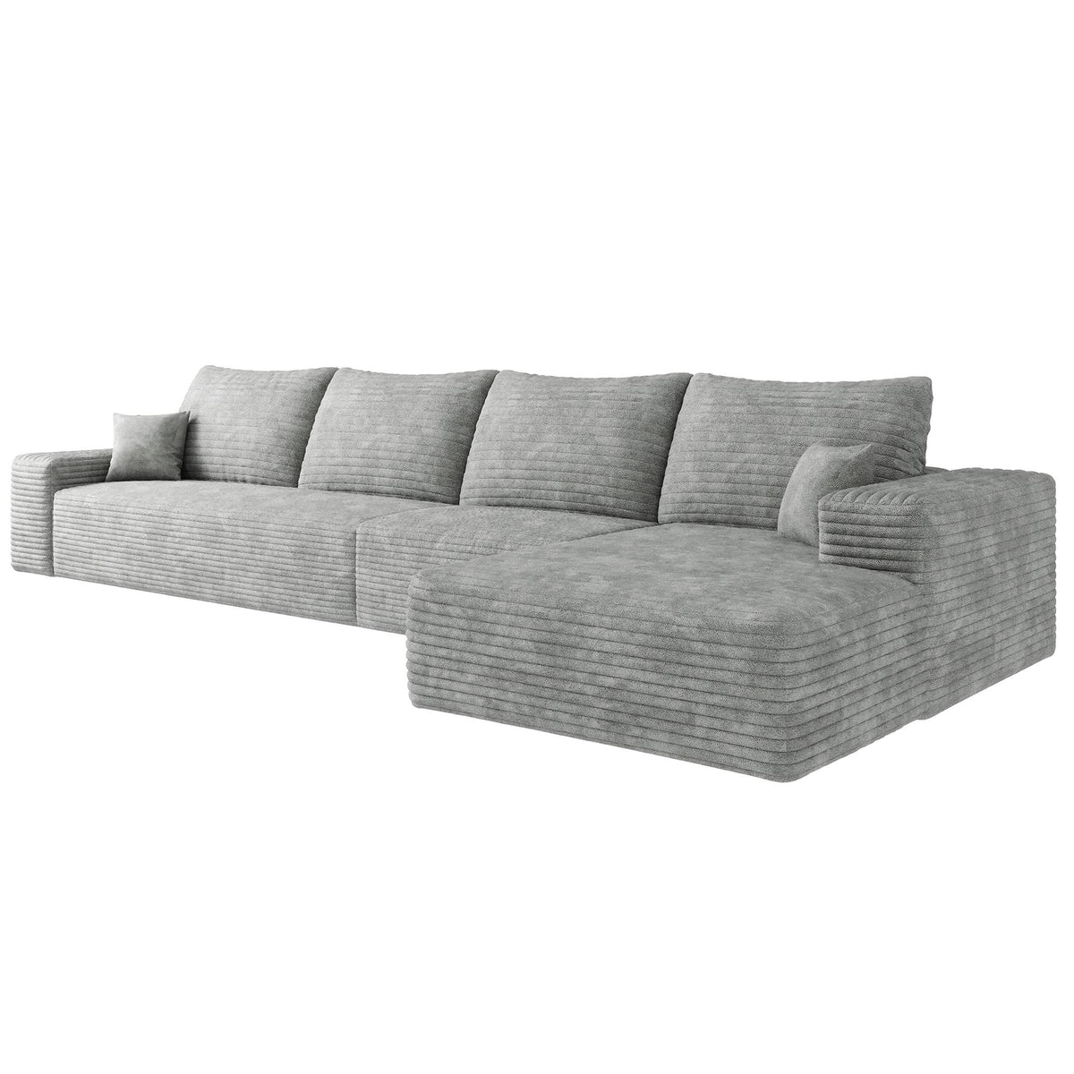 Gray Corduroy Modular L Shaped Sofa and Chaise Sectional - HomeRoots - Flyclothing LLC