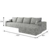 Gray Corduroy Modular L Shaped Sofa and Chaise Sectional - HomeRoots - Flyclothing LLC