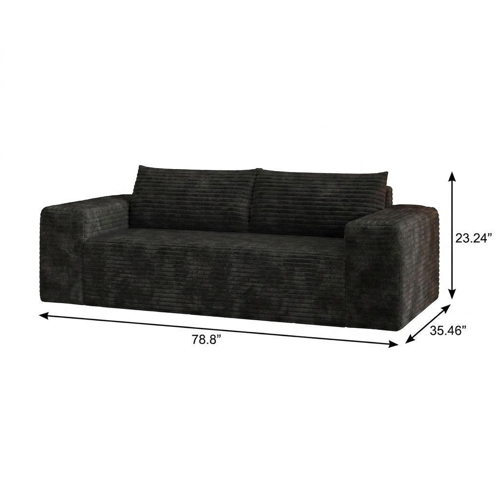 79" Black Corduroy Modular Sofa - HomeRoots - Flyclothing LLC