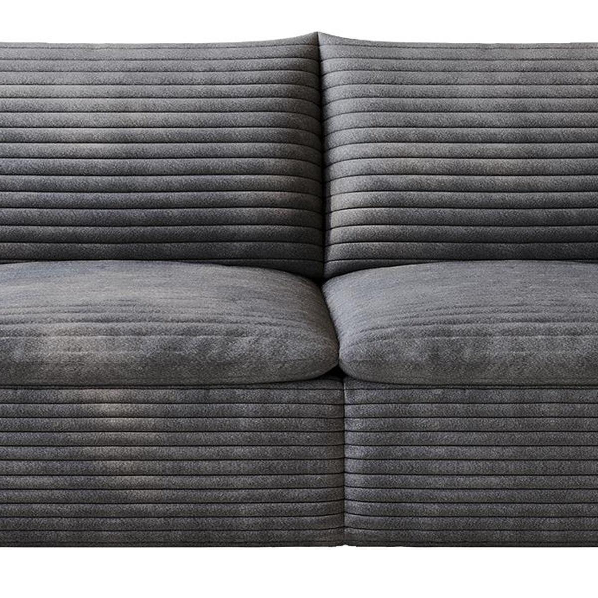 102" Dark Gray Corduroy Modular Sofa With Toss Pillows - HomeRoots - Flyclothing LLC
