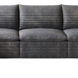 134" Dark Gray Corduroy Modular Sofa With Ottoman And Toss Pillows - HomeRoots - Flyclothing LLC