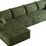 Green Corduroy Modular L Shaped Sofa and Chaise Sectional - HomeRoots - Flyclothing LLC