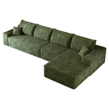 Green Corduroy Modular L Shaped Sofa and Chaise Sectional - HomeRoots - Flyclothing LLC