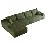 Green Corduroy Modular L Shaped Sofa and Chaise Sectional - HomeRoots - Flyclothing LLC