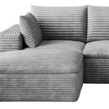 102" Gray Corduroy Modular Sofa With Ottoman And Toss Pillows - HomeRoots - Flyclothing LLC