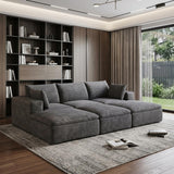 102" Dark Gray Corduroy Modular Sofa With Ottoman And Toss Pillows - HomeRoots - Flyclothing LLC