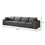 134" Dark Gray Corduroy Modular Sofa With Toss Pillows - HomeRoots - Flyclothing LLC