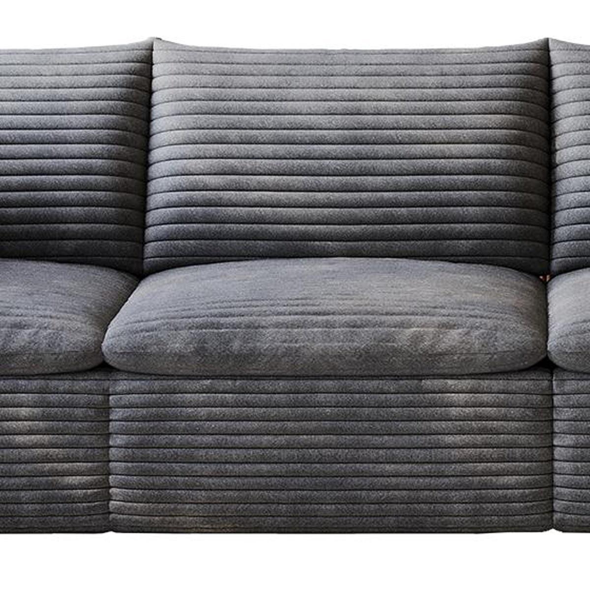 134" Dark Gray Corduroy Modular Sofa With Toss Pillows - HomeRoots - Flyclothing LLC
