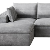 134" Gray Corduroy Modular Sofa With Ottoman And Toss Pillows - HomeRoots - Flyclothing LLC