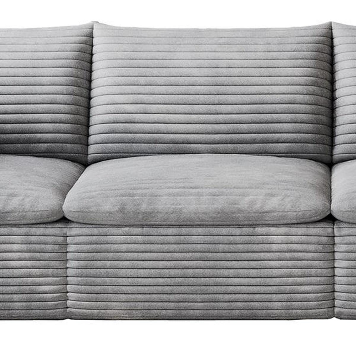 134" Gray Corduroy Modular Sofa With Toss Pillows - HomeRoots - Flyclothing LLC