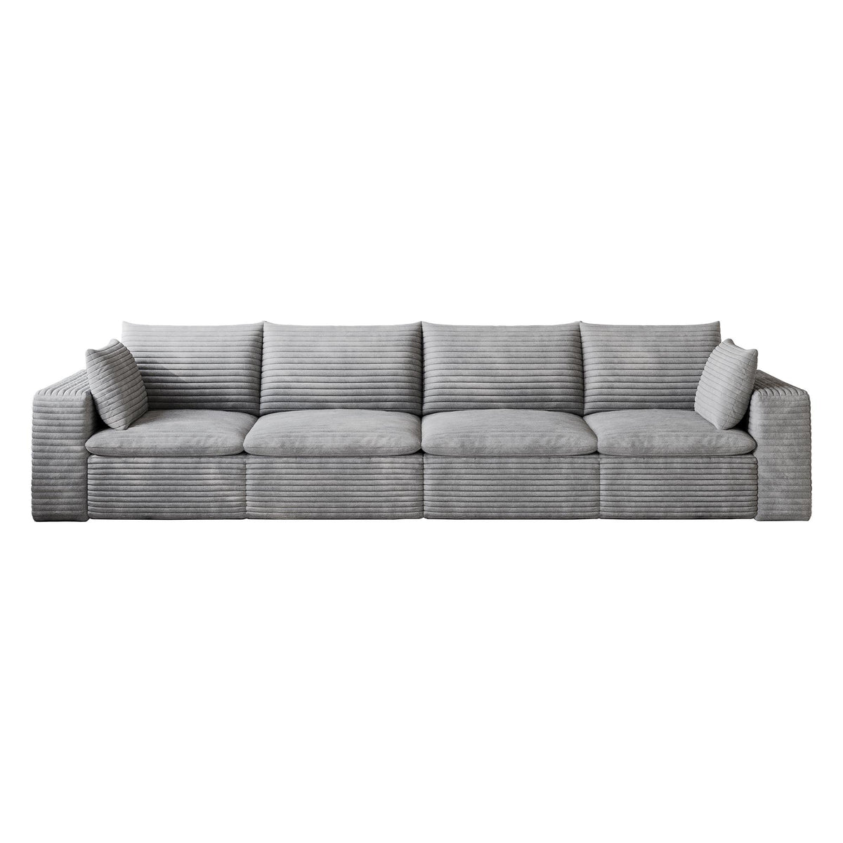 134" Gray Corduroy Modular Sofa With Toss Pillows - HomeRoots - Flyclothing LLC