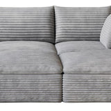 102" Gray Corduroy Modular Sofa With Ottoman And Toss Pillows - HomeRoots - Flyclothing LLC