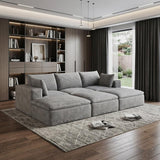 102" Gray Corduroy Modular Sofa With Ottoman And Toss Pillows - HomeRoots - Flyclothing LLC