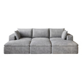 102" Gray Corduroy Modular Sofa With Ottoman And Toss Pillows - HomeRoots - Flyclothing LLC