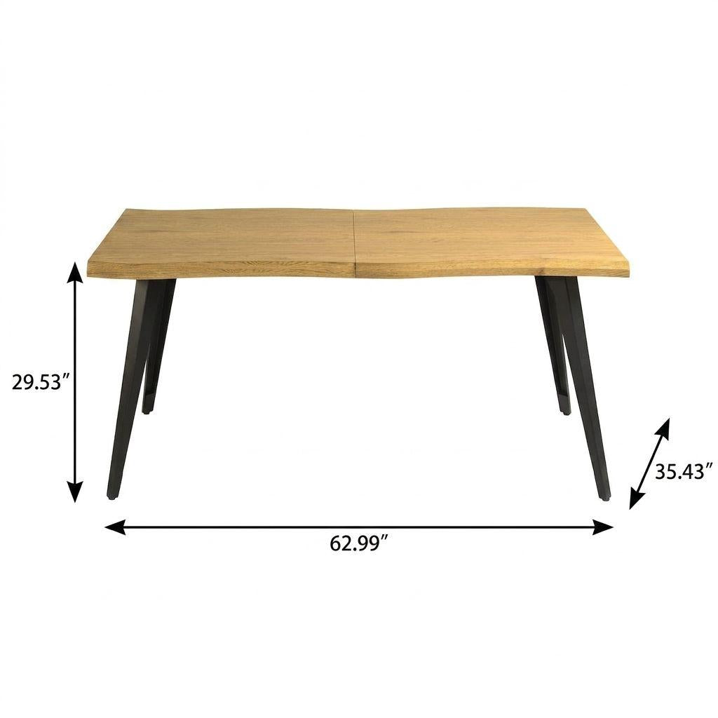 63" Walnut And Black Wood And Iron Live Edge Dining Table - HomeRoots - Flyclothing LLC