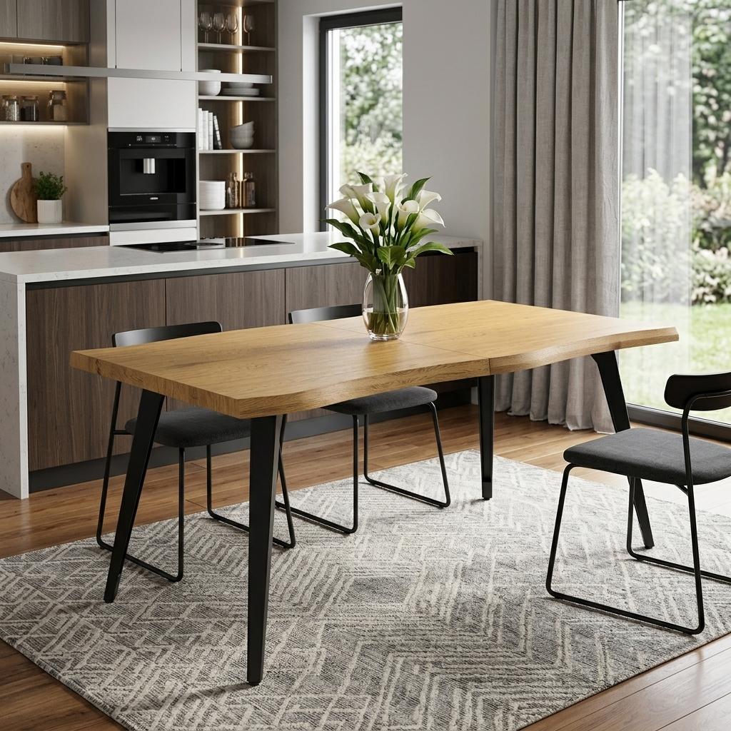 63" Walnut And Black Wood And Iron Live Edge Dining Table - HomeRoots - Flyclothing LLC