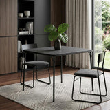 32" Black Wood Heavy Duty Plastic And Iron Square Dining Table - HomeRoots - Flyclothing LLC