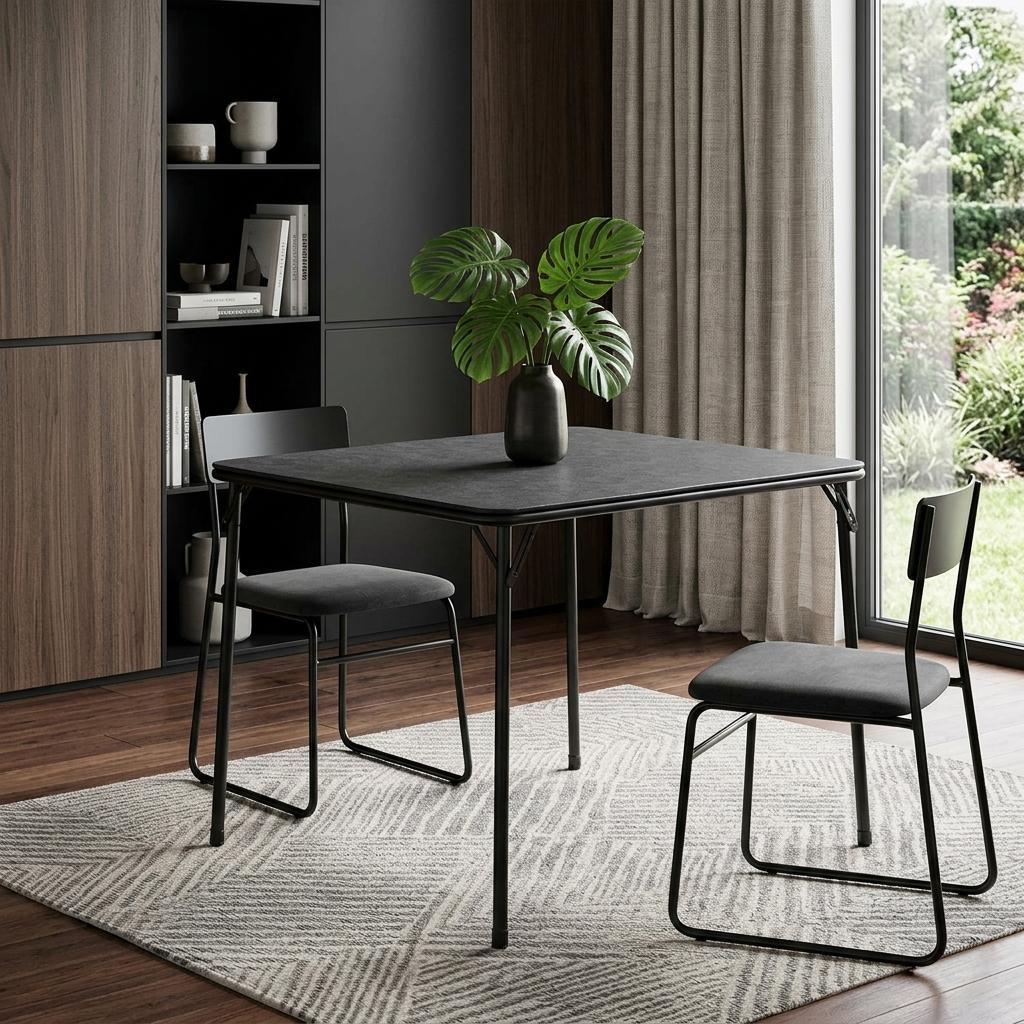32" Black Wood Heavy Duty Plastic And Iron Square Dining Table - HomeRoots - Flyclothing LLC