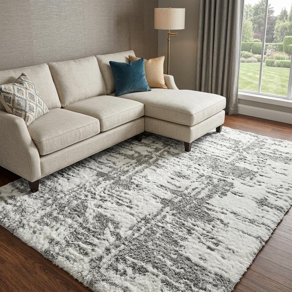 8' X 10' Beige And Taupe Abstract Shag Washable Area Rug With UV Protection - HomeRoots - Flyclothing LLC