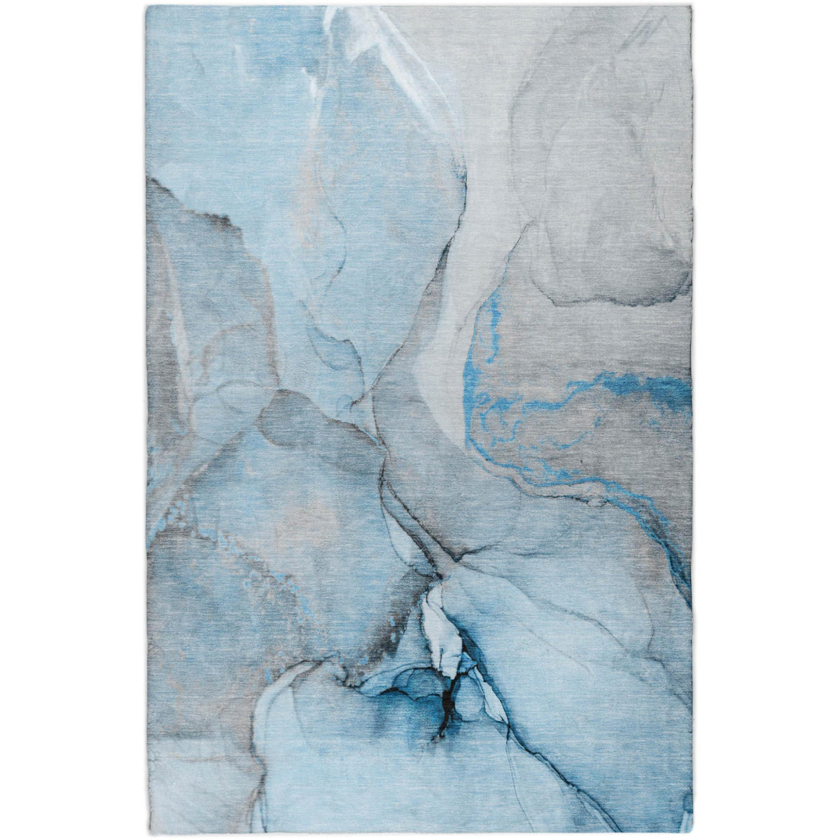 3' X 5' Blue And Denim Blue Abstract Shag Washable Area Rug With UV Protection - HomeRoots - Flyclothing LLC