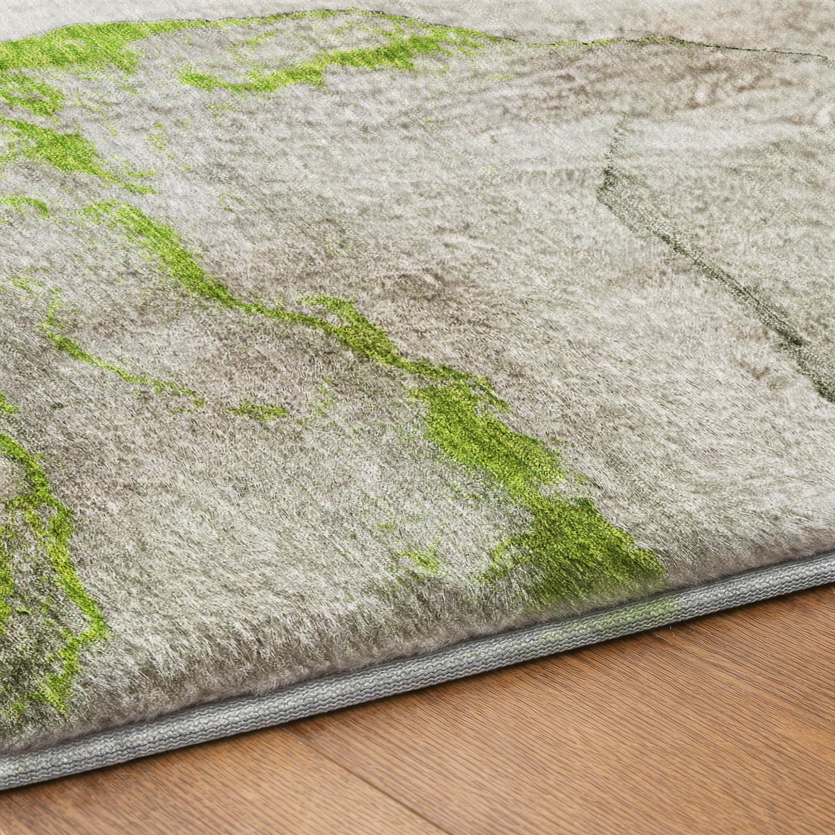 8' X 10' Green And Gray Abstract Shag Washable Area Rug With UV Protection - HomeRoots - Flyclothing LLC