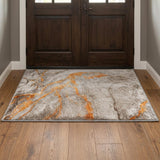 3' X 5' Orange And Peach Abstract Shag Washable Area Rug With UV Protection - HomeRoots - Flyclothing LLC