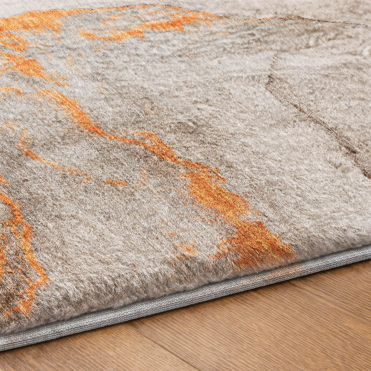 3' X 5' Orange And Peach Abstract Shag Washable Area Rug With UV Protection - HomeRoots - Flyclothing LLC